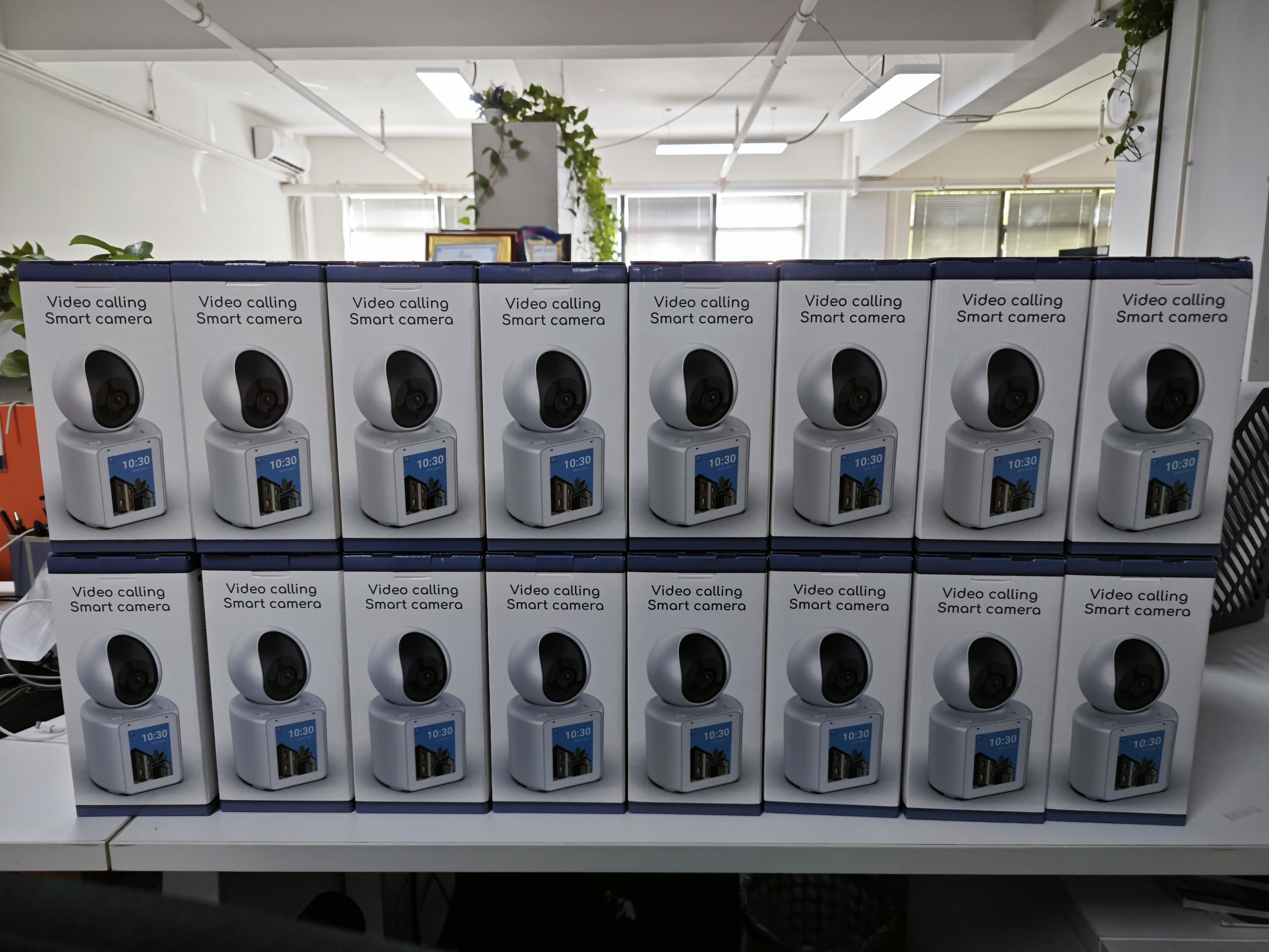 Packed smart communication devices ready for delivery